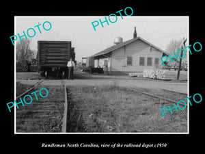 OLD LARGE HISTORIC PHOTO OF RANDLEMAN NORTH CAROLINA, THE RAILROAD DEPOT c1950