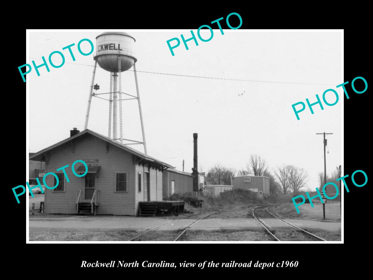 OLD LARGE HISTORIC PHOTO OF ROCKWELL NORTH CAROLINA, THE RAILROAD DEPOT c1960