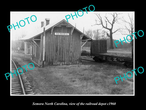 OLD LARGE HISTORIC PHOTO OF SEMORA NORTH CAROLINA, THE RAILROAD DEPOT c1960