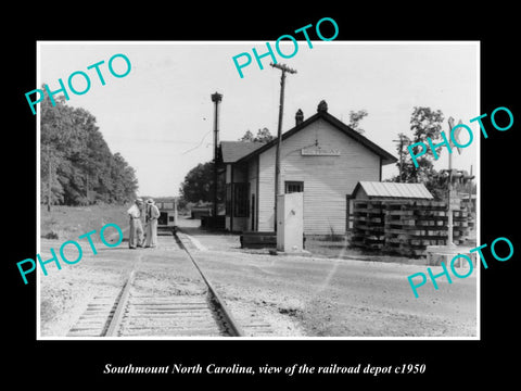 OLD LARGE HISTORIC PHOTO OF SOUTHMOUNT NORTH CAROLINA, THE RAILROAD DEPOT c1950