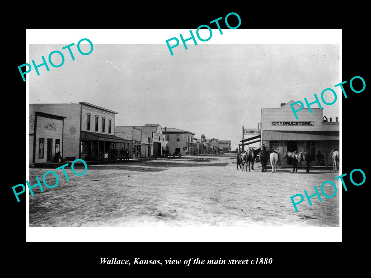 OLD LARGE HISTORIC PHOTO OF WALLACE KANSAS, VIEW OF THE MAINSTREET c1880