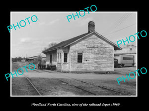 OLD LARGE HISTORIC PHOTO OF WOODLAND NORTH CAROLINA, THE RAILROAD DEPOT c1960