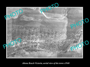 OLD LARGE HISTORIC PHOTO OF MELBOURNE VICTORIA, AERIAL VIEW OF ALTONA BEACH 1940