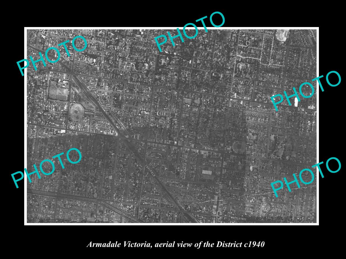 OLD LARGE HISTORIC PHOTO OF MELBOURNE VICTORIA, AERIAL VIEW OF ARMADALE c1940