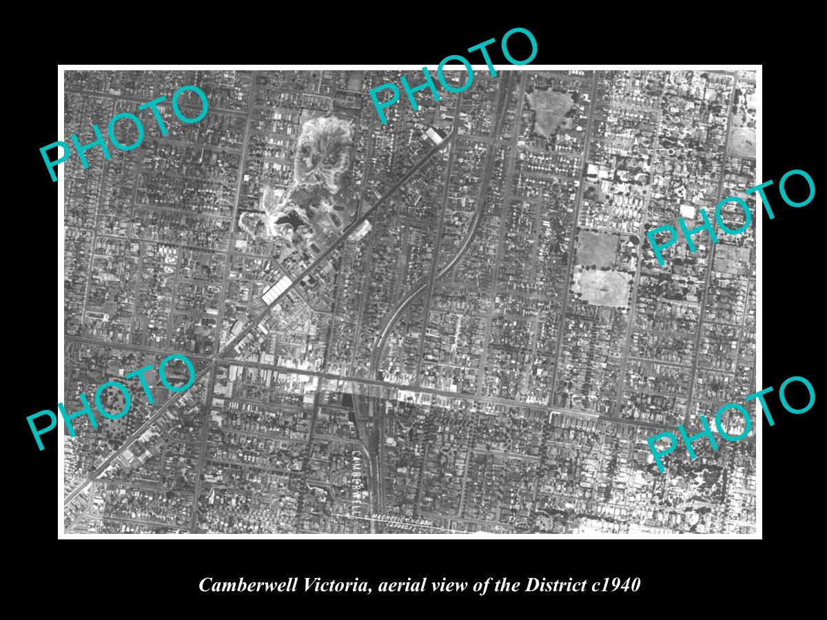 OLD LARGE HISTORIC PHOTO OF MELBOURNE VICTORIA, AERIAL VIEW OF CAMBERWELL c1940