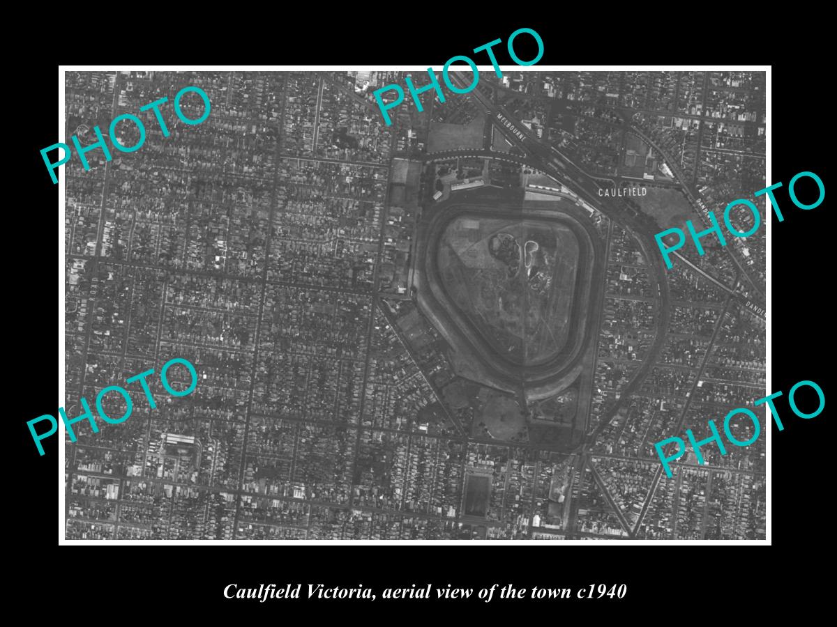 OLD LARGE HISTORIC PHOTO OF MELBOURNE VICTORIA, AERIAL VIEW OF CAULFIELD c1940