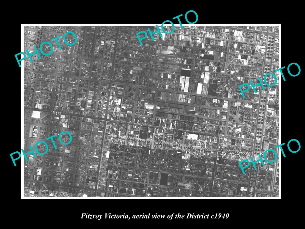 OLD LARGE HISTORIC PHOTO OF MELBOURNE VICTORIA, AERIAL VIEW OF FITZROY c1940