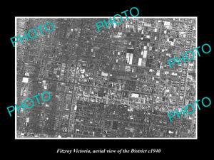 OLD LARGE HISTORIC PHOTO OF MELBOURNE VICTORIA, AERIAL VIEW OF FITZROY c1940