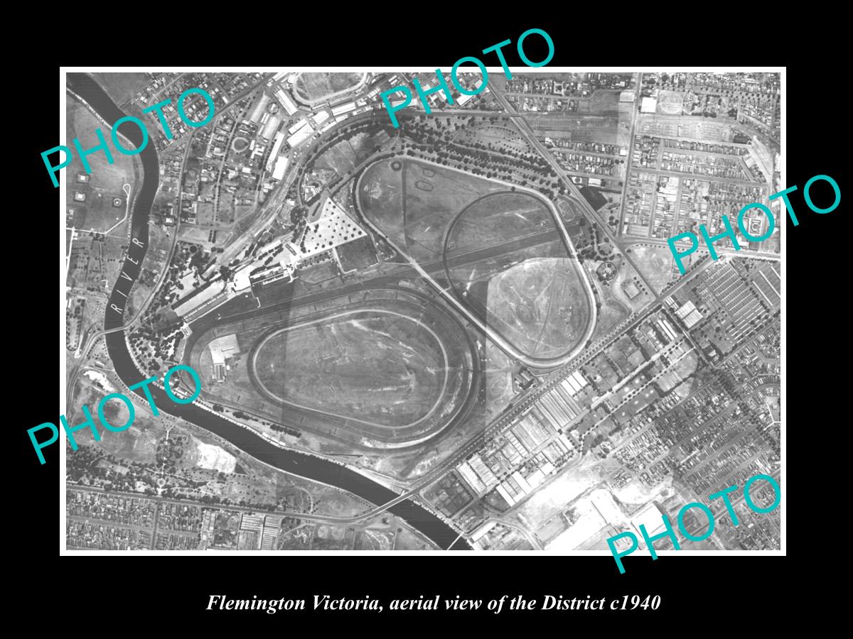 OLD LARGE HISTORIC PHOTO OF MELBOURNE VICTORIA, AERIAL VIEW OF FLEMINGTON c1940