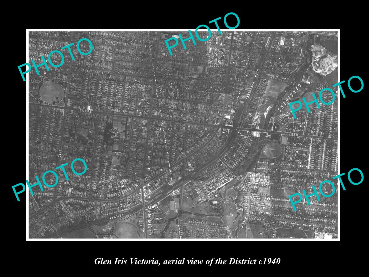 OLD LARGE HISTORIC PHOTO OF MELBOURNE VICTORIA, AERIAL VIEW OF GLEN IRIS c1940