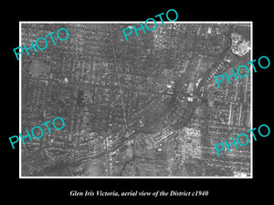 OLD LARGE HISTORIC PHOTO OF MELBOURNE VICTORIA, AERIAL VIEW OF GLEN IRIS c1940