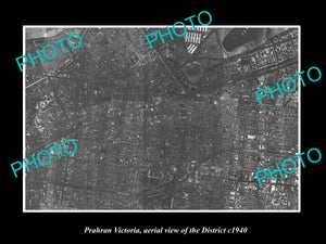 OLD LARGE HISTORIC PHOTO OF MELBOURNE VICTORIA, AERIAL VIEW OF PRAHRAN c1940