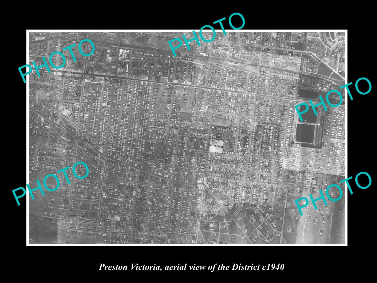 OLD LARGE HISTORIC PHOTO OF MELBOURNE VICTORIA, AERIAL VIEW OF PRESTON c1940