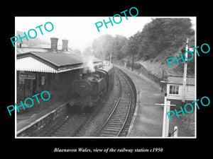 OLD LARGE HISTORIC PHOTO BLAENAVON WALES, VIEW OF THE RAILWAY STATION c1950