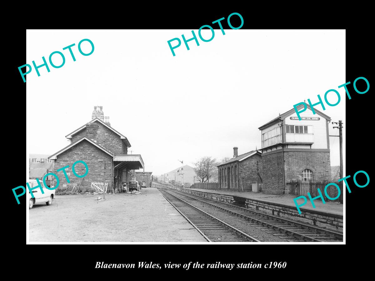 OLD LARGE HISTORIC PHOTO BLAENAVON WALES, VIEW OF THE RAILWAY STATION c1960