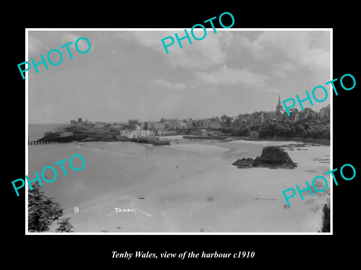 OLD LARGE HISTORIC PHOTO OF TENBY WALES, VIEW OF THE HARBOUR c1910 3