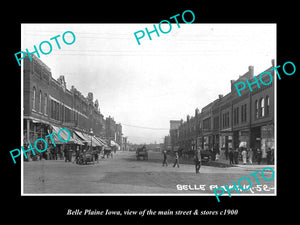 OLD LARGE HISTORIC PHOTO OF BELLE PLAINE IOWA, THE MAIN STREET & STORES c1900 2