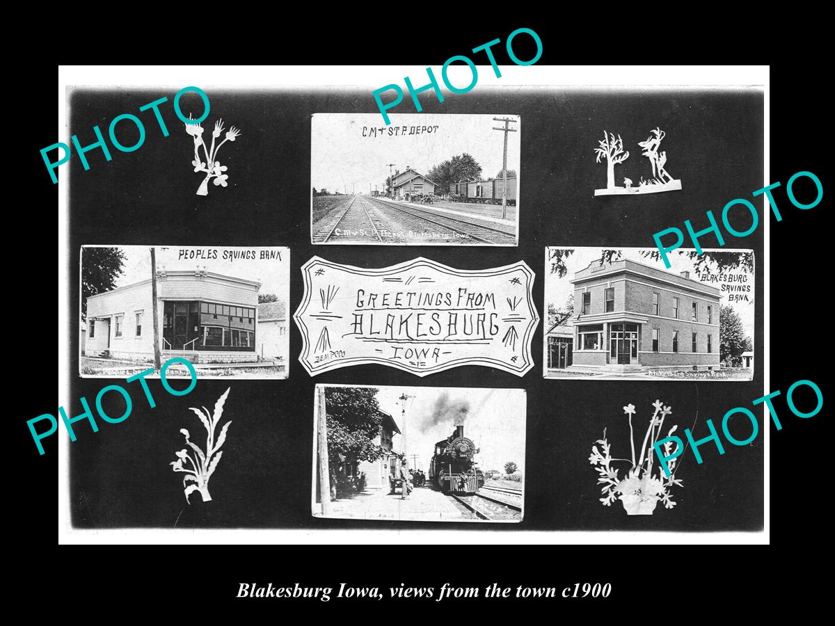 OLD LARGE HISTORIC PHOTO OF BLAKESBURG IOWA, VIEW OF THE TOWN c1900