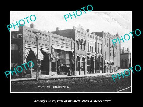 OLD LARGE HISTORIC PHOTO OF BROOKLYN IOWA, THE MAIN STREET & STORES c1900 1