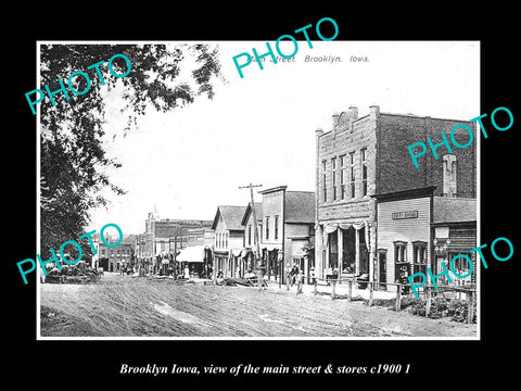 OLD LARGE HISTORIC PHOTO OF BROOKLYN IOWA, THE MAIN STREET & STORES c1900 2