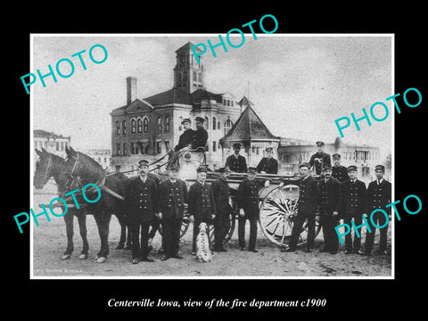 OLD LARGE HISTORIC PHOTO OF CENTERVILLE IOWA, VIEW OF THE FIRE DEPARTMENT c1900