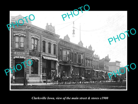 OLD LARGE HISTORIC PHOTO OF CLARKSVILLE IOWA, THE MAIN STREET & STORES c1900