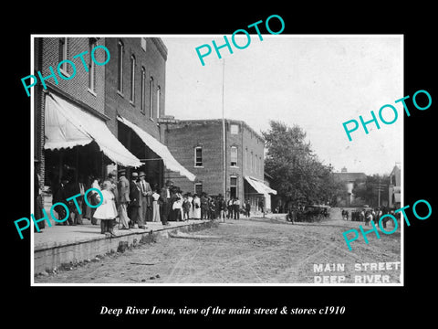 OLD LARGE HISTORIC PHOTO OF DEEP RIVER IOWA, THE MAIN STREET & STORES c1910 1