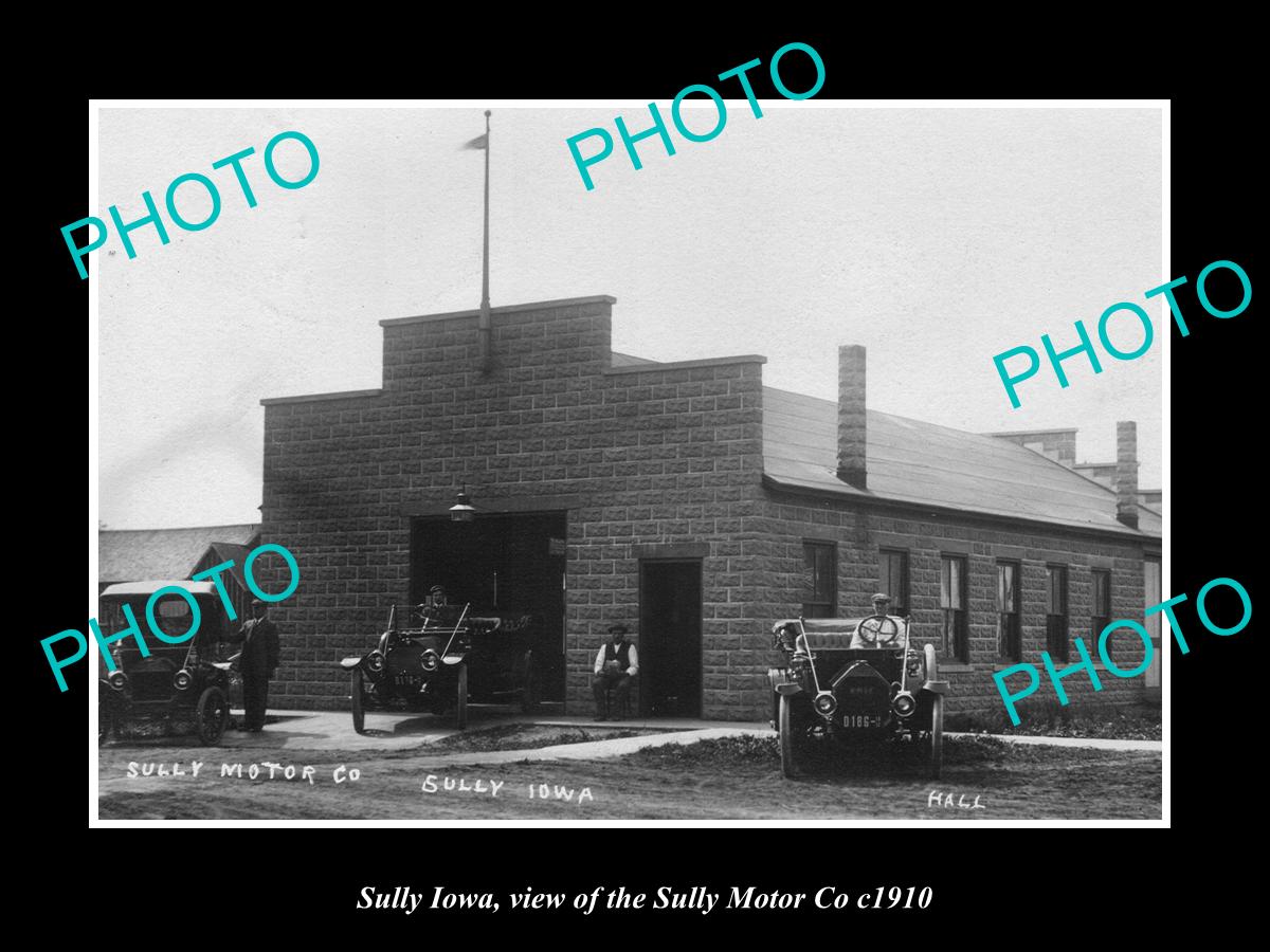 OLD LARGE HISTORIC PHOTO OF SULLY IOWA, VIEW OF THE SULLY MOTOR CAR Co c1910