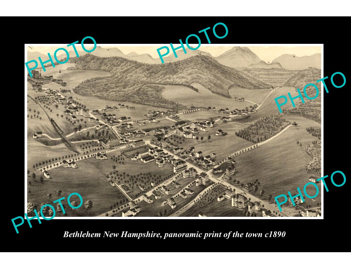 OLD LARGE HISTORIC PHOTO OF BETHLEHEM NEW HAMPSHIRE, PANORAMA OF THE TOWN c1890