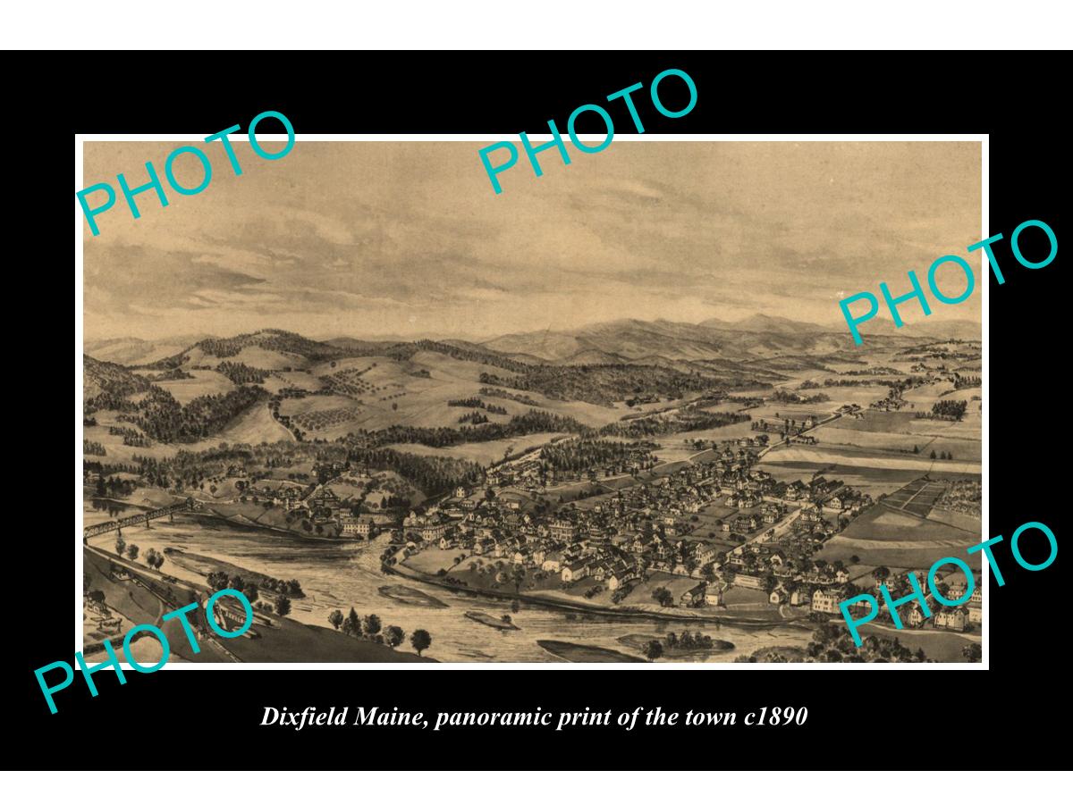 OLD LARGE HISTORIC PHOTO OF DIXFIELD MAINE, PANORAMA OF THE TOWN c1890