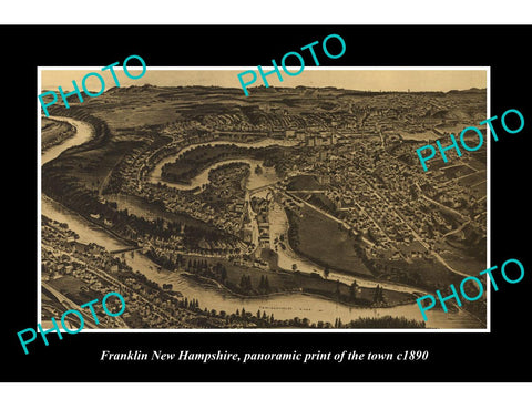 OLD LARGE HISTORIC PHOTO OF FRANKLIN NEW HAMPSHIRE, PANORAMA OF THE TOWN c1890