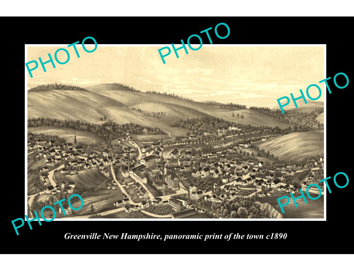 OLD LARGE HISTORIC PHOTO OF GREENVILLE NEW HAMPSHIRE, PANORAMA OF THE TOWN c1890