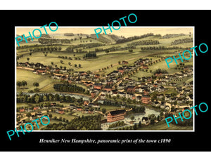 OLD LARGE HISTORIC PHOTO OF HENNIKER NEW HAMPSHIRE, PANORAMA OF THE TOWN c1890