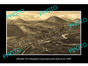 OLD LARGE HISTORIC PHOTO OF HINSDALE NEW HAMPSHIRE, PANORAMA OF THE TOWN c1890