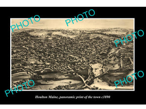 OLD LARGE HISTORIC PHOTO OF HOULTON MAINE, PANORAMA OF THE TOWN c1890