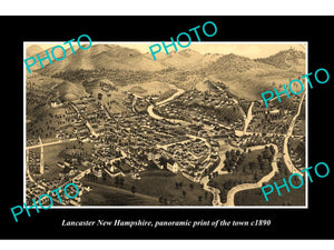 OLD LARGE HISTORIC PHOTO OF LANCASTER NEW HAMPSHIRE, PANORAMA OF THE TOWN c1890