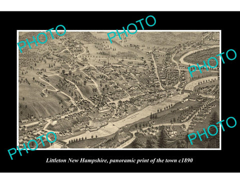 OLD LARGE HISTORIC PHOTO OF LITTLETON NEW HAMPSHIRE, PANORAMA OF THE TOWN c1890