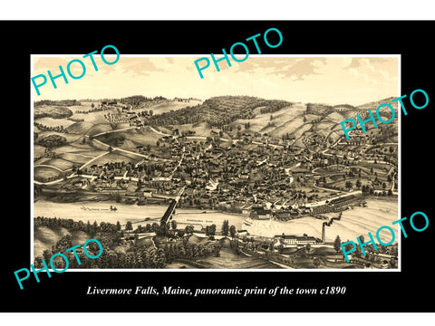 OLD LARGE HISTORIC PHOTO OF LIVERMORE FALLS MAINE, PANORAMA OF THE TOWN c1890