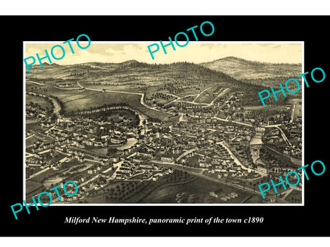 OLD LARGE HISTORIC PHOTO OF MILFORD NEW HAMPSHIRE, PANORAMA OF THE TOWN c1890