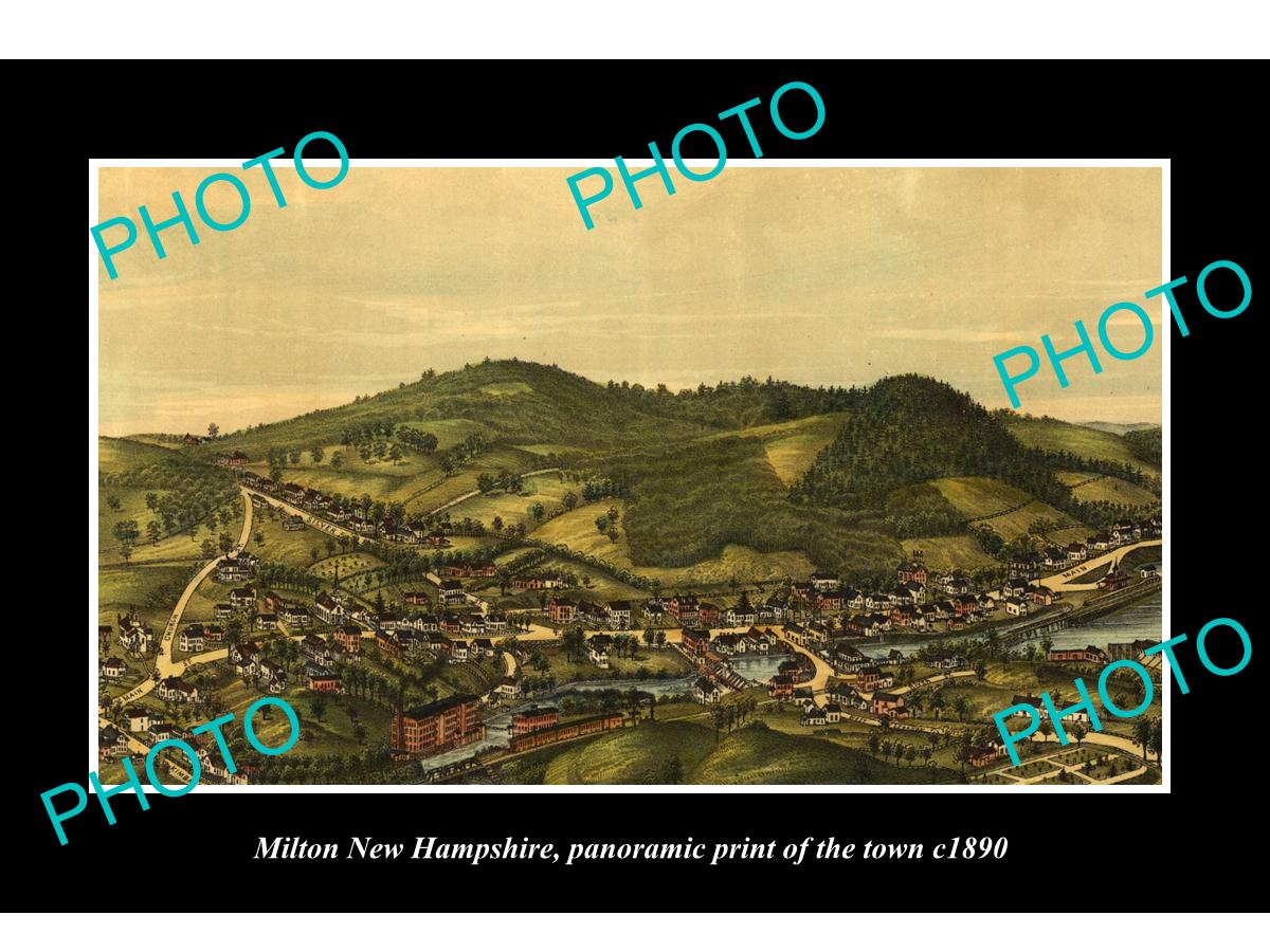 OLD LARGE HISTORIC PHOTO OF MILTON NEW HAMPSHIRE, PANORAMA OF THE TOWN c1890