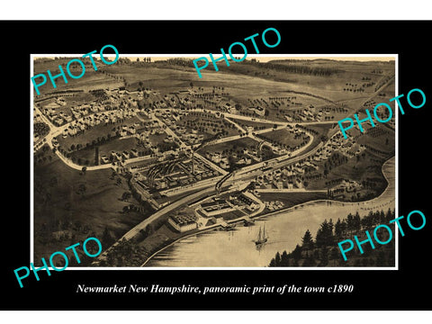 OLD LARGE HISTORIC PHOTO OF NEWMARKET NEW HAMPSHIRE, PANORAMA OF THE TOWN c1890