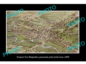 OLD LARGE HISTORIC PHOTO OF NEWPORT NEW HAMPSHIRE, PANORAMA OF THE TOWN c1890