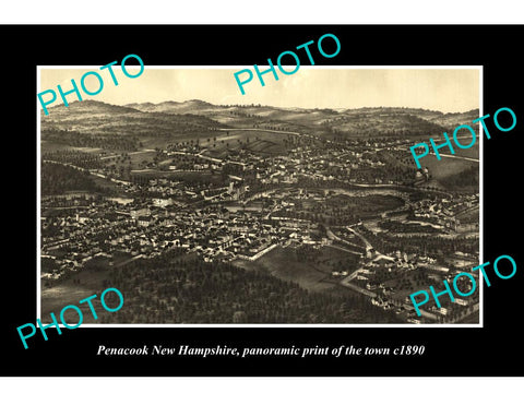 OLD LARGE HISTORIC PHOTO OF PENACOOK NEW HAMPSHIRE, PANORAMA OF THE TOWN c1890