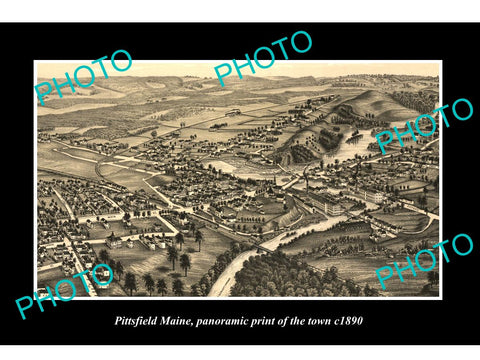 OLD LARGE HISTORIC PHOTO OF PITTSFIELD MAINE, PANORAMA OF THE TOWN c1890