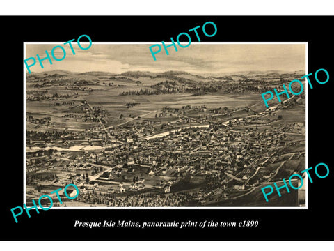 OLD LARGE HISTORIC PHOTO OF PRESQUE ISLE MAINE, PANORAMA OF THE TOWN c1890