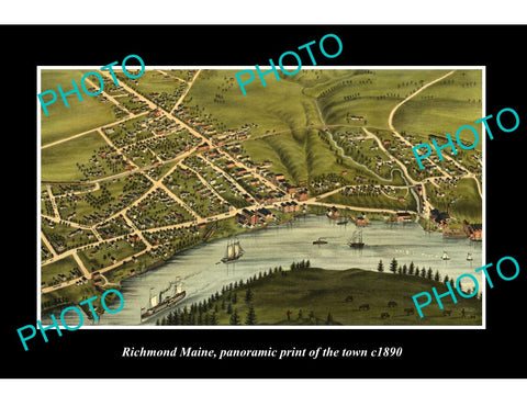 OLD LARGE HISTORIC PHOTO OF RICHMOND MAINE, PANORAMA OF THE TOWN c1890