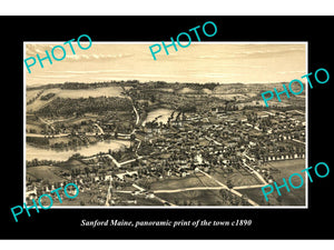 OLD LARGE HISTORIC PHOTO OF SANFORD MAINE, PANORAMA OF THE TOWN c1890