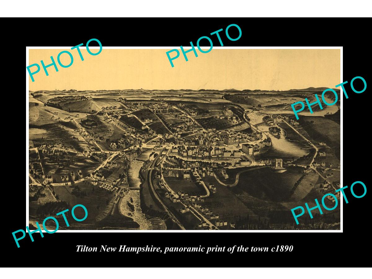 OLD LARGE HISTORIC PHOTO OF TILTON NEW HAMPSHIRE, PANORAMA OF THE TOWN c1890