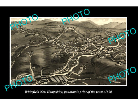 OLD LARGE HISTORIC PHOTO OF WHITEFIELD NEW HAMPSHIRE, PANORAMA OF THE TOWN c1890