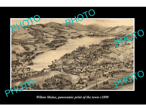 OLD LARGE HISTORIC PHOTO OF WILTON MAINE, PANORAMA OF THE TOWN c1890